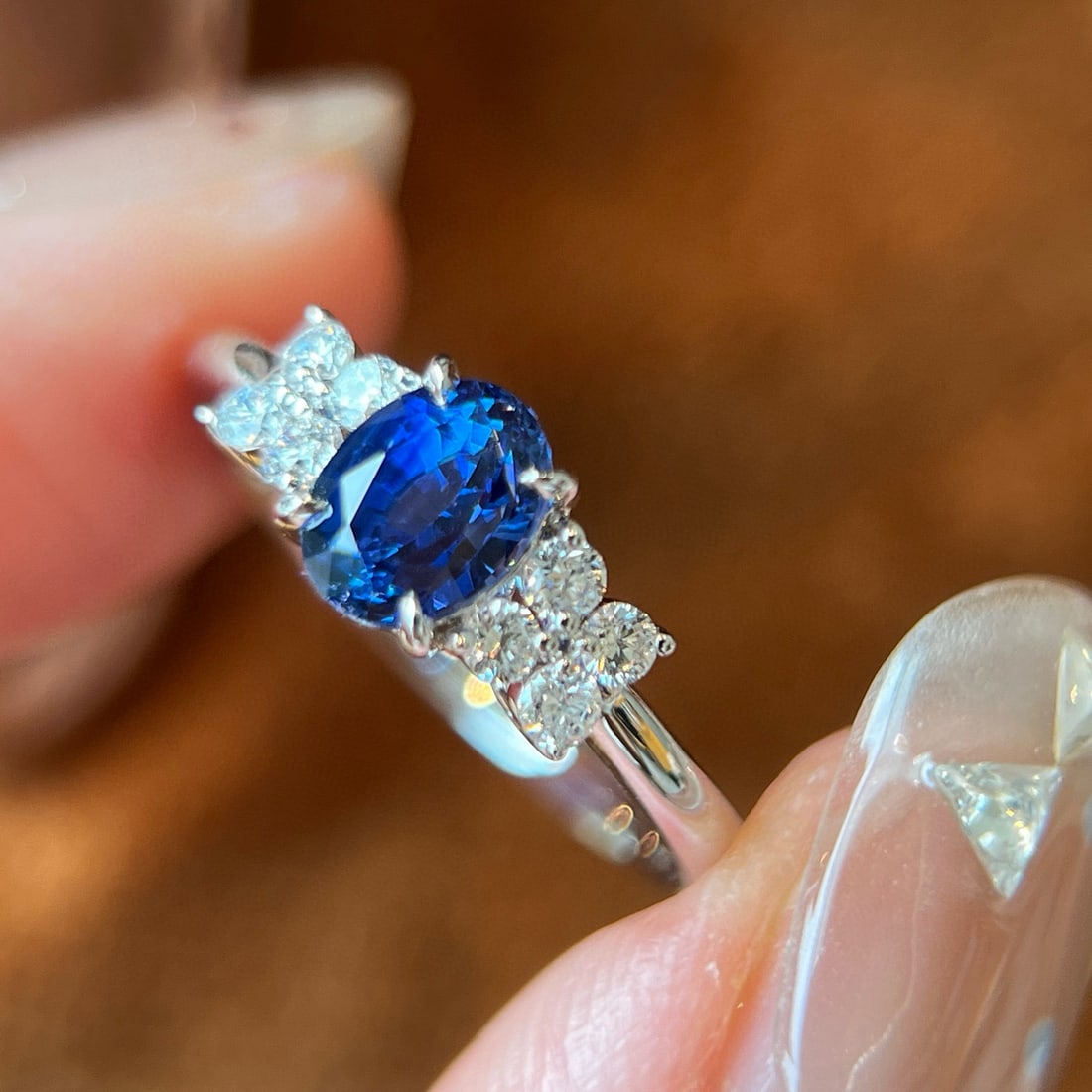 14k Gold 1.41 Ctw Natural Sapphire & Lab Grown Diamond Ring - 2