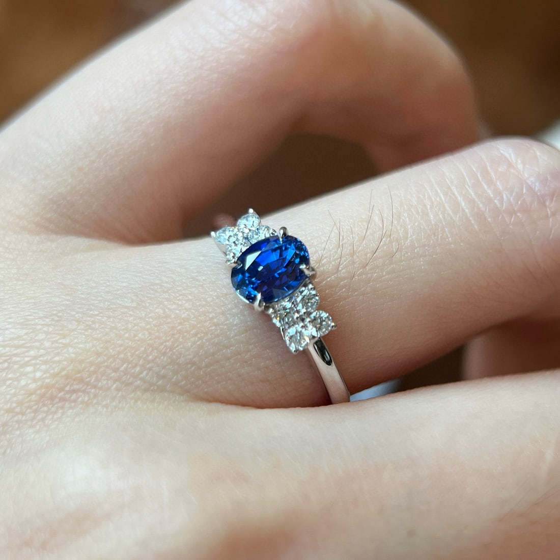 14k Gold 1.41 Ctw Natural Sapphire & Lab Grown Diamond Ring - 3