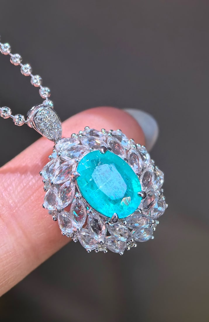 14k Gold 3.41 Ctw Natural Paraiba Tourmaline & Sapphire Ring/pendant( Without Chain ) - 3