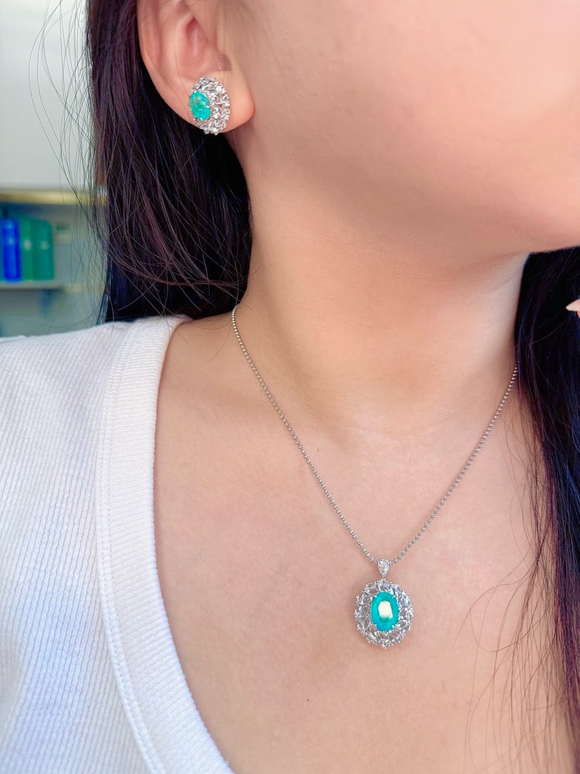 14k Gold 3.41 Ctw Natural Paraiba Tourmaline & Sapphire Ring/pendant( Without Chain ) - 4