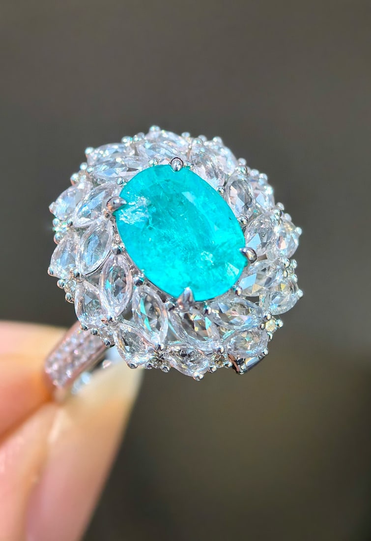 14k Gold 3.41 Ctw Natural Paraiba Tourmaline & Sapphire Ring/pendant( Without Chain ) - 7