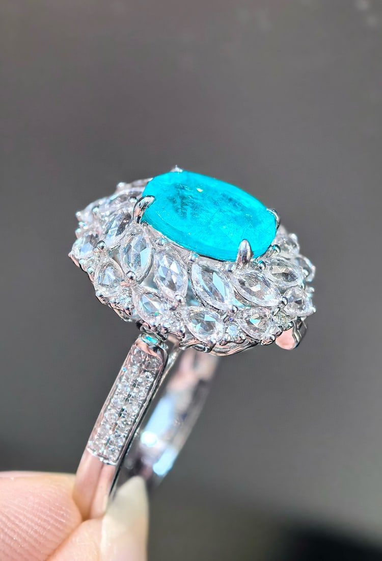 14k Gold 3.41 Ctw Natural Paraiba Tourmaline & Sapphire Ring/pendant( Without Chain ) - 8