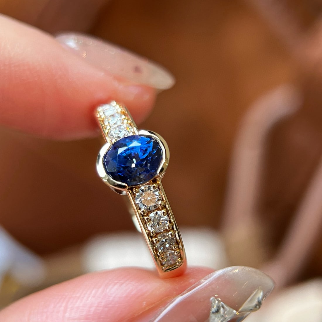 14k Gold 1.38 Ctw Natural Sapphire & Lab Grown Diamond Ring - 2