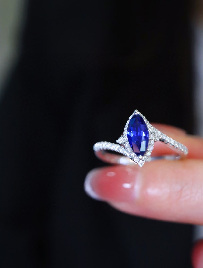 14k Gold 1.28 Ctw Natural Sapphire & Diamond Ring - 3