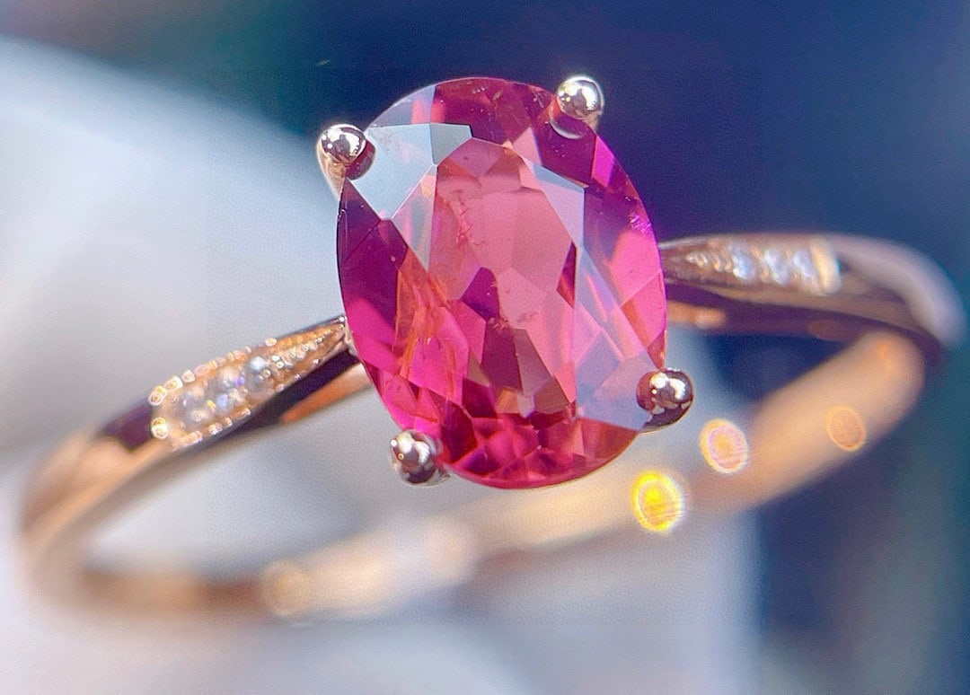 14k Gold 1.25 Ct Natural Tourmaline & Diamond Ring - 5