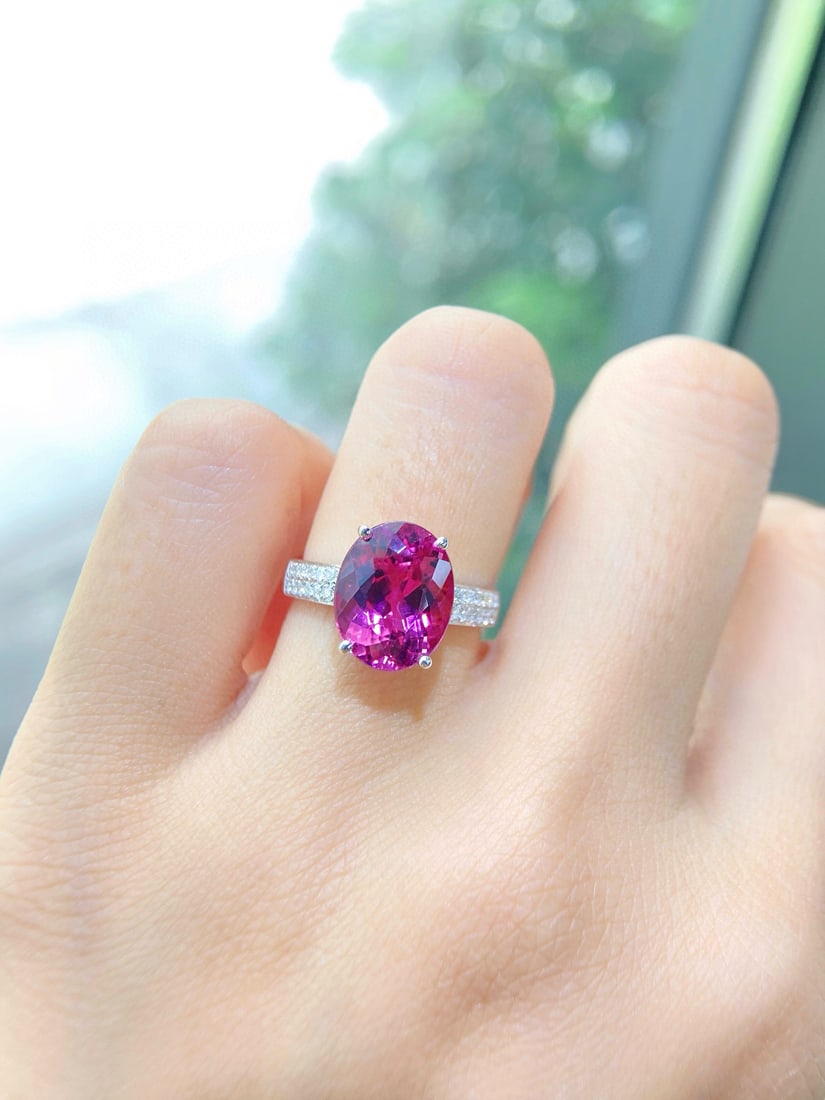 14k Gold 5.06 Ctw Natural Tourmaline & Diamond Ring - 3