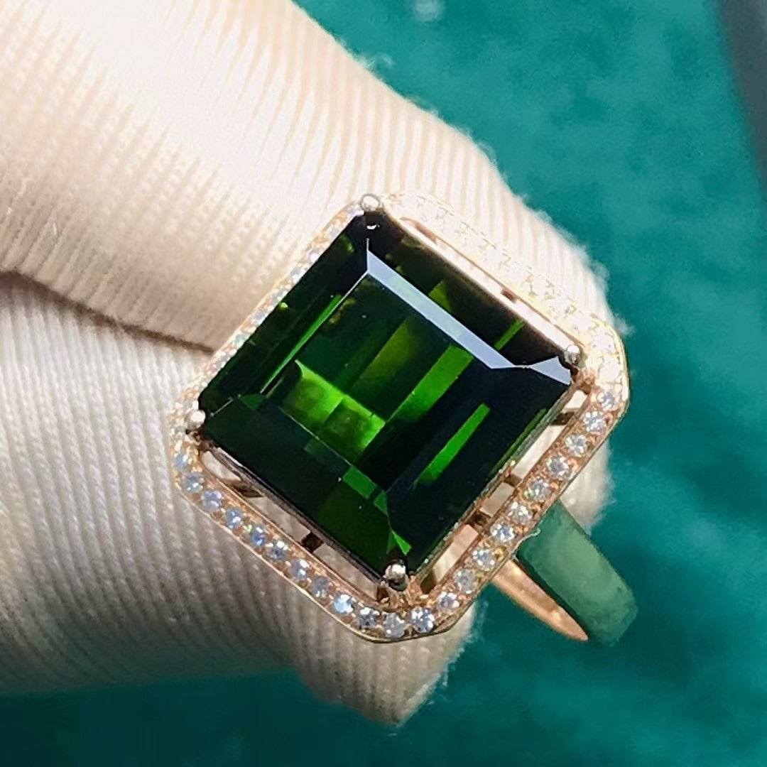 14k Gold 8.18 Ctw Natural Tourmaline & Diamond Ring - 5