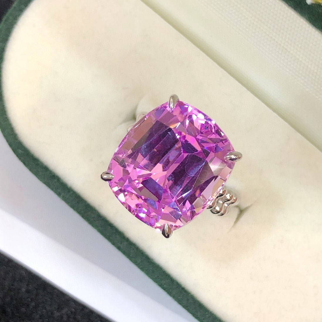 14k Gold 18.92 Ct Natural Kunzite Ring - 8