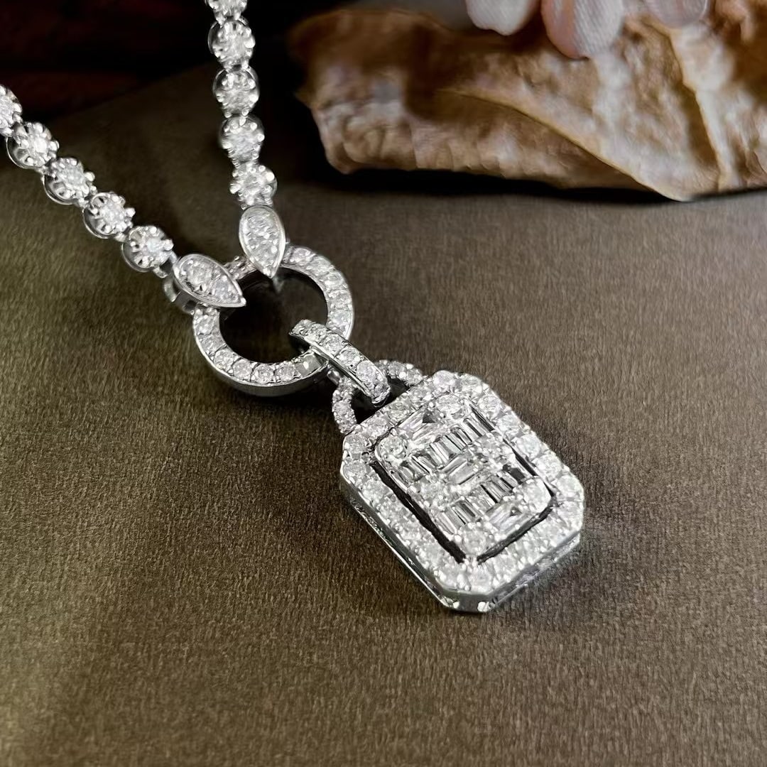 14k Gold 1 Ct Natural H Diamond Necklace - 3