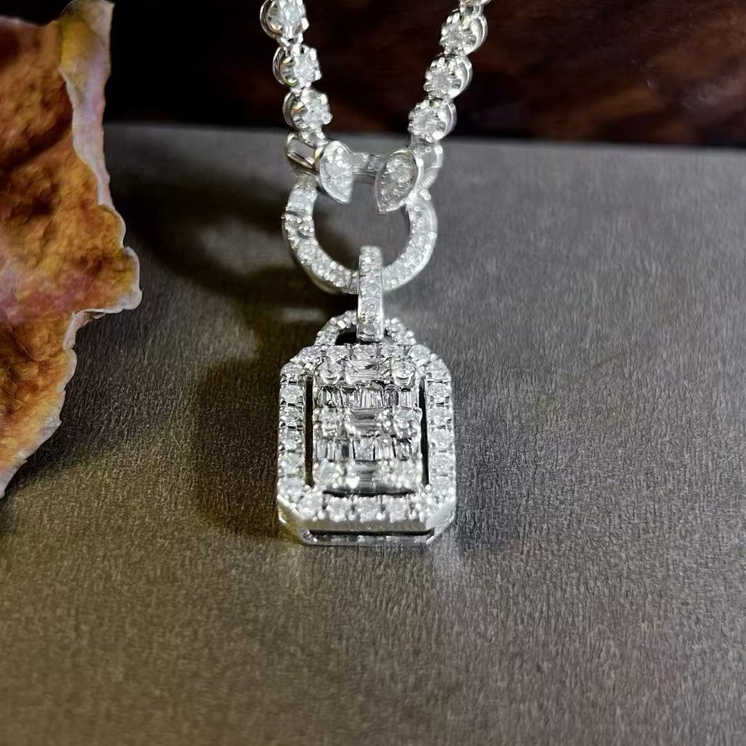 14k Gold 1 Ct Natural H Diamond Necklace - 5