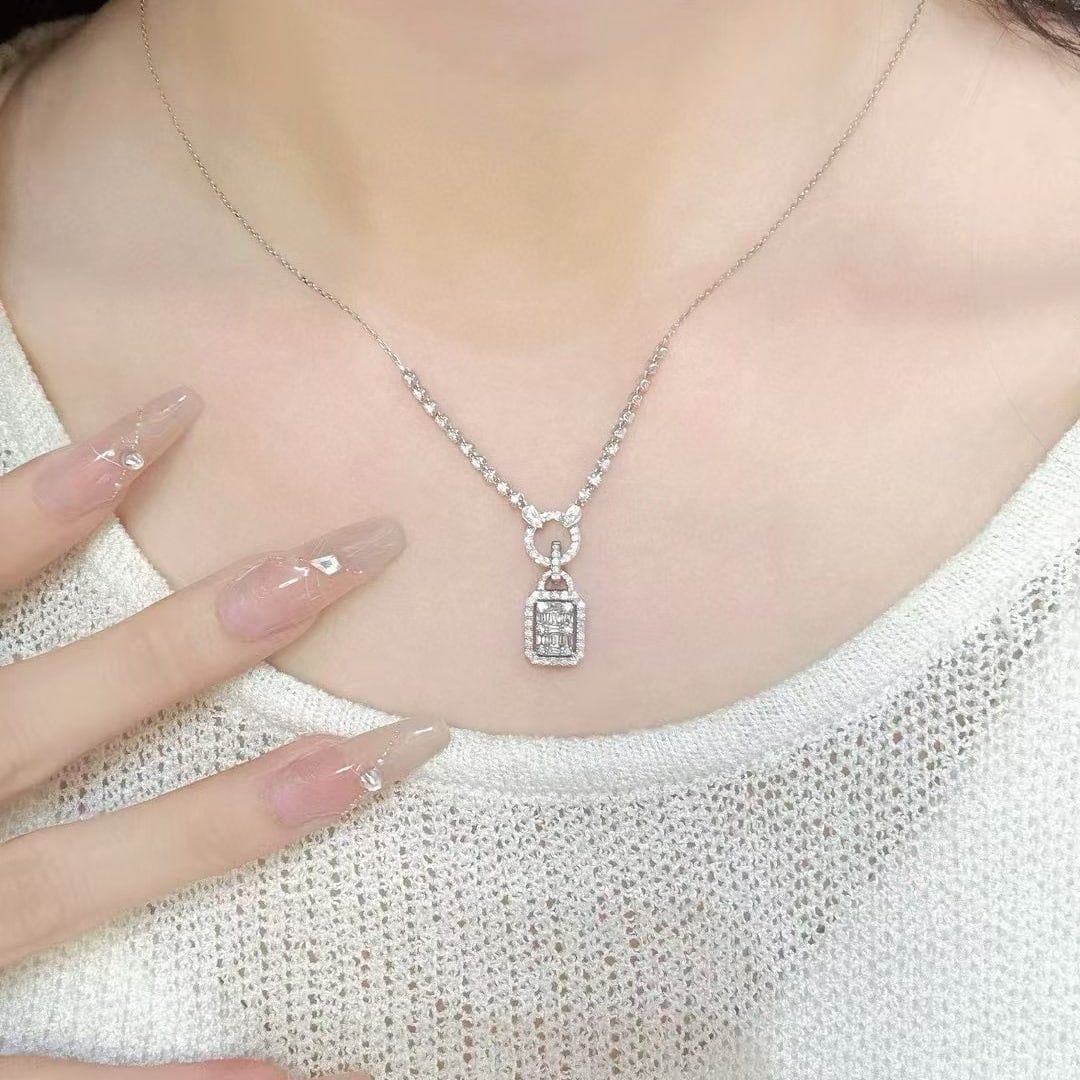 14k Gold 1 Ct Natural H Diamond Necklace - 7