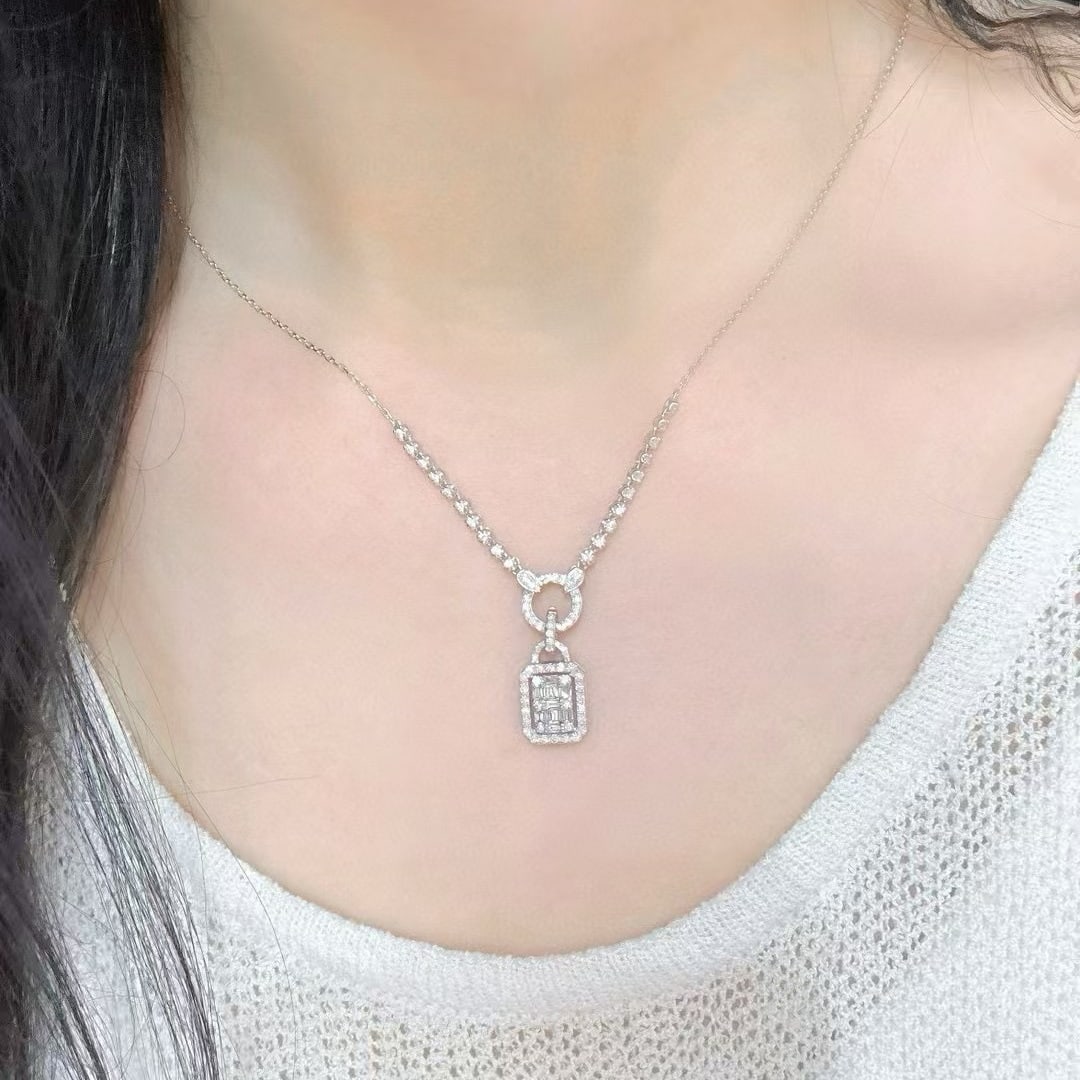 14k Gold 1 Ct Natural H Diamond Necklace - 8
