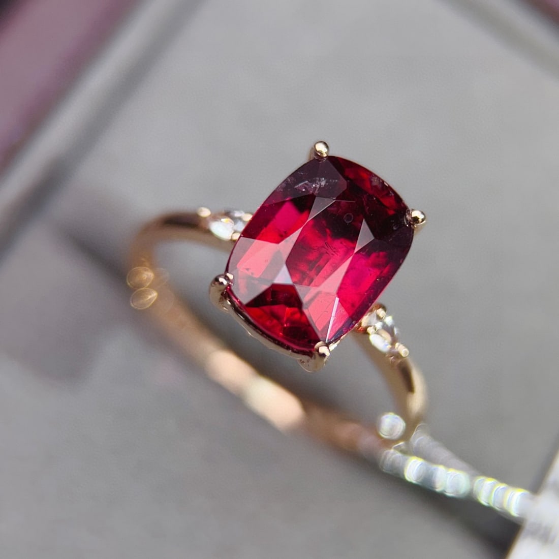 14k Gold 2.9 Ct Natural Tourmaline & Sapphire Ring - 3