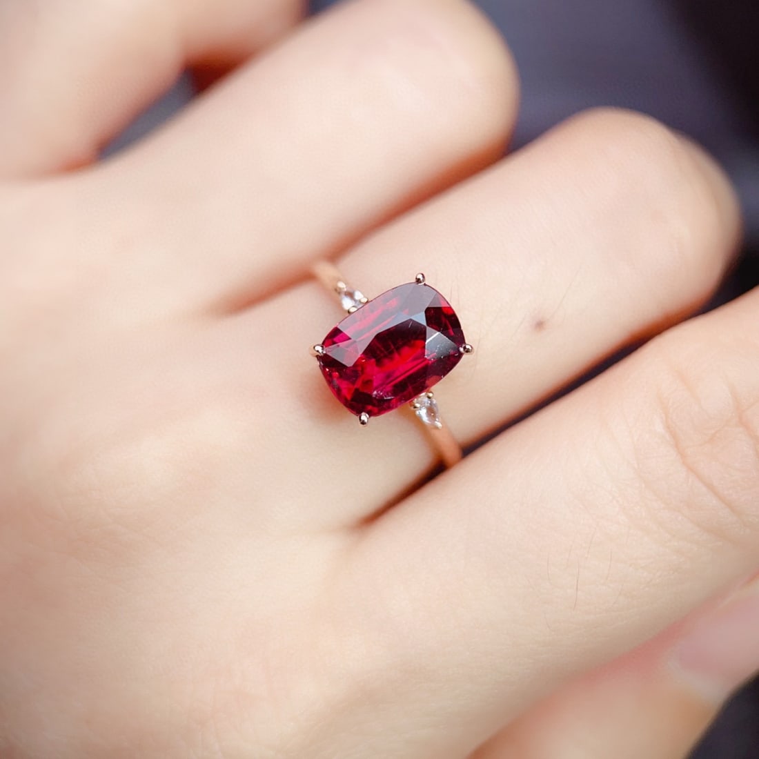 14k Gold 2.9 Ct Natural Tourmaline & Sapphire Ring - 5