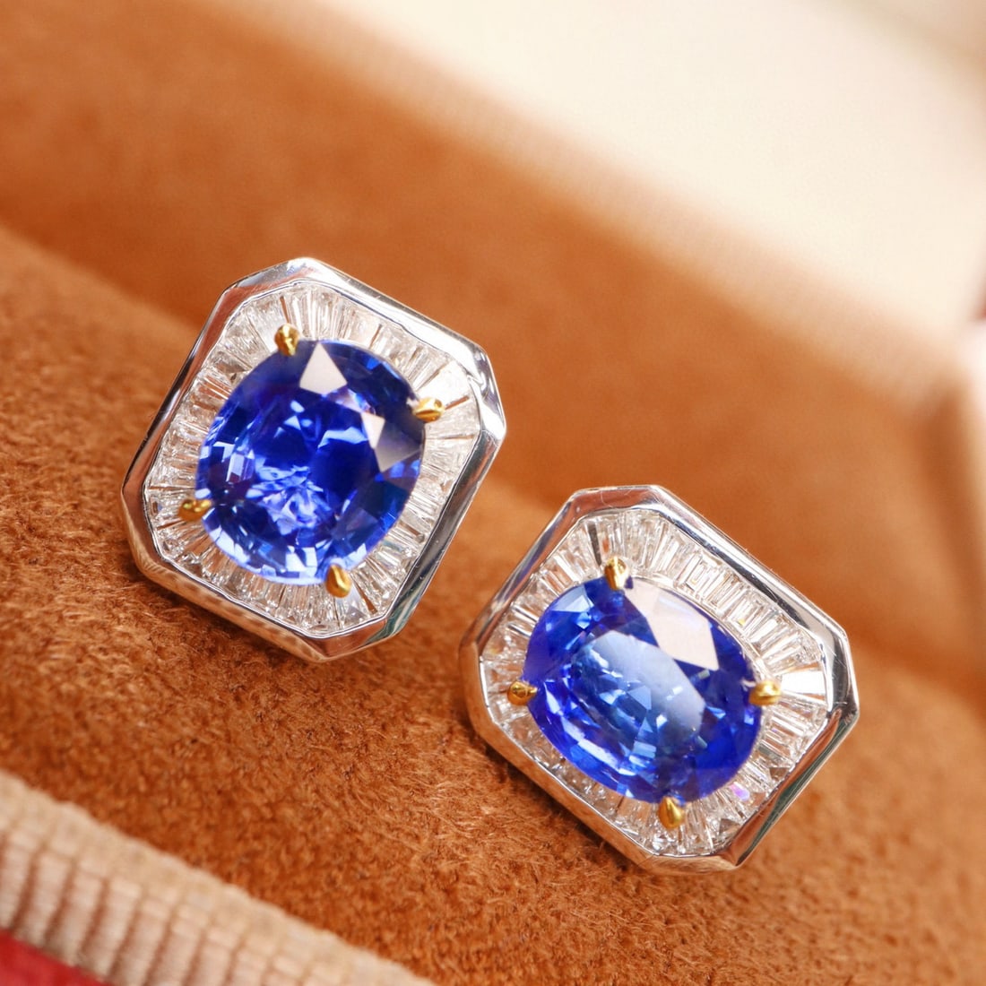 14k Gold 2.04 Ctw Natural Sapphire & Diamond Earrings - 2