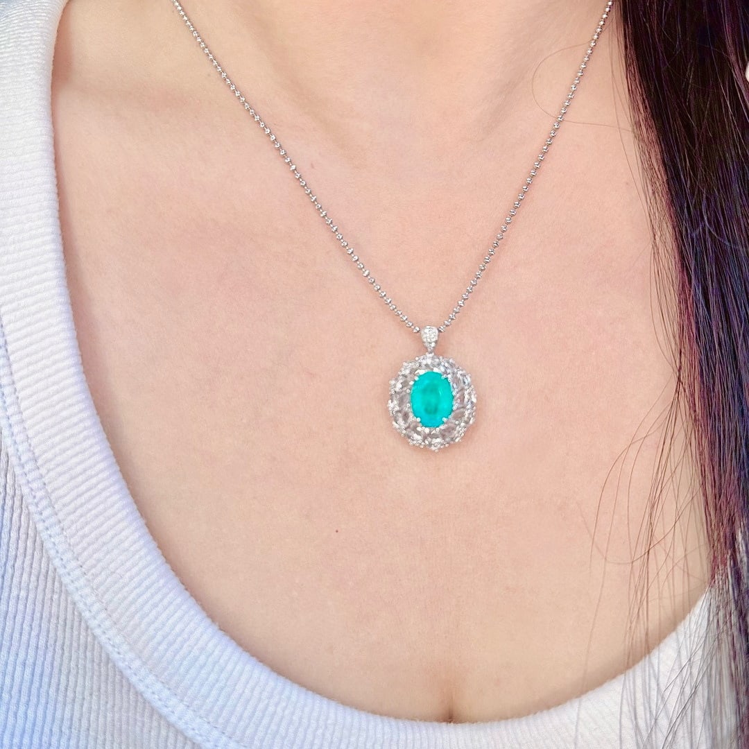 14k Gold 3.41 Ctw Natural Paraiba Tourmaline & Sapphire Ring/pendant( Without Chain ) - 6