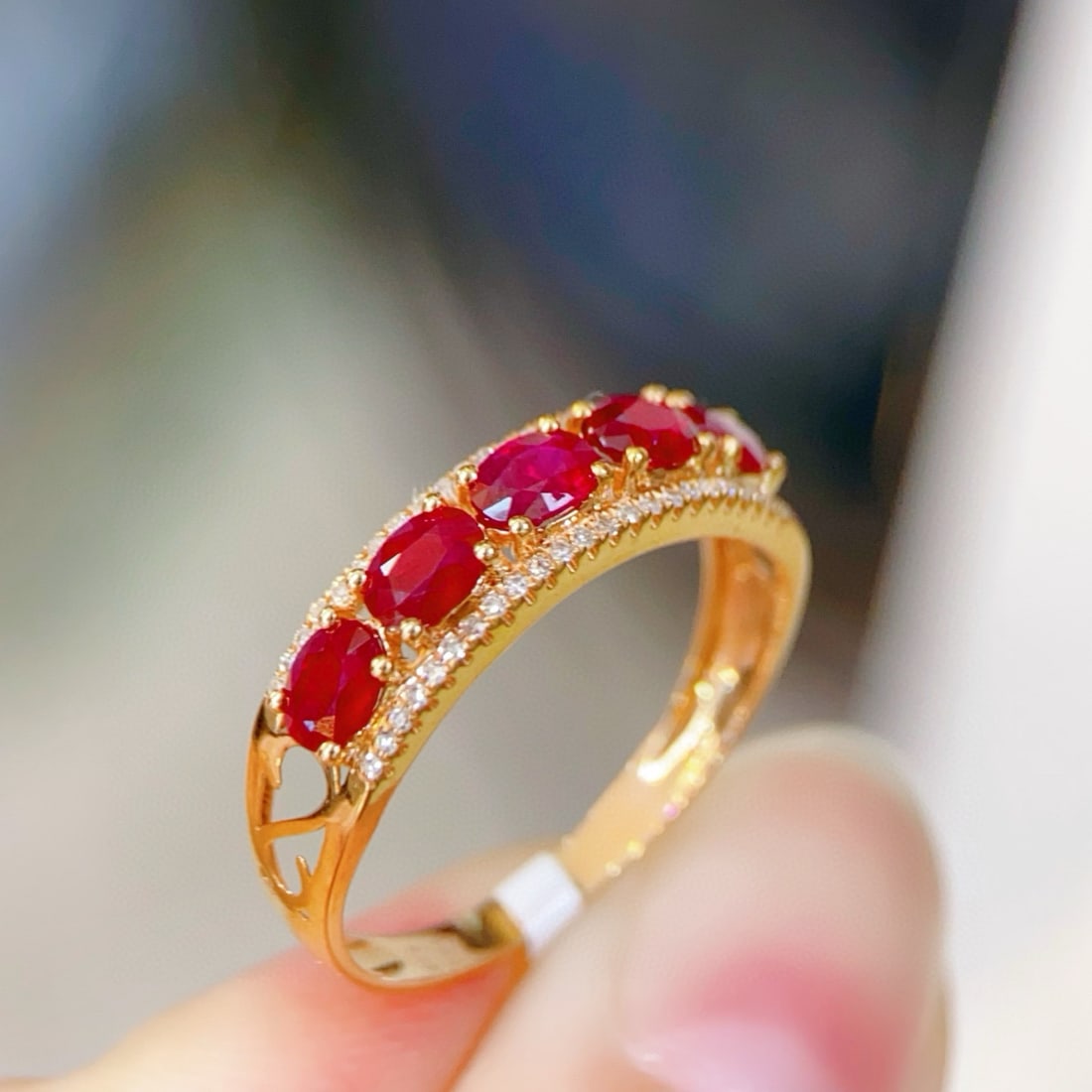 14k Gold 1 Ct Vivid Red Natural Ruby & Diamond Ring - 3