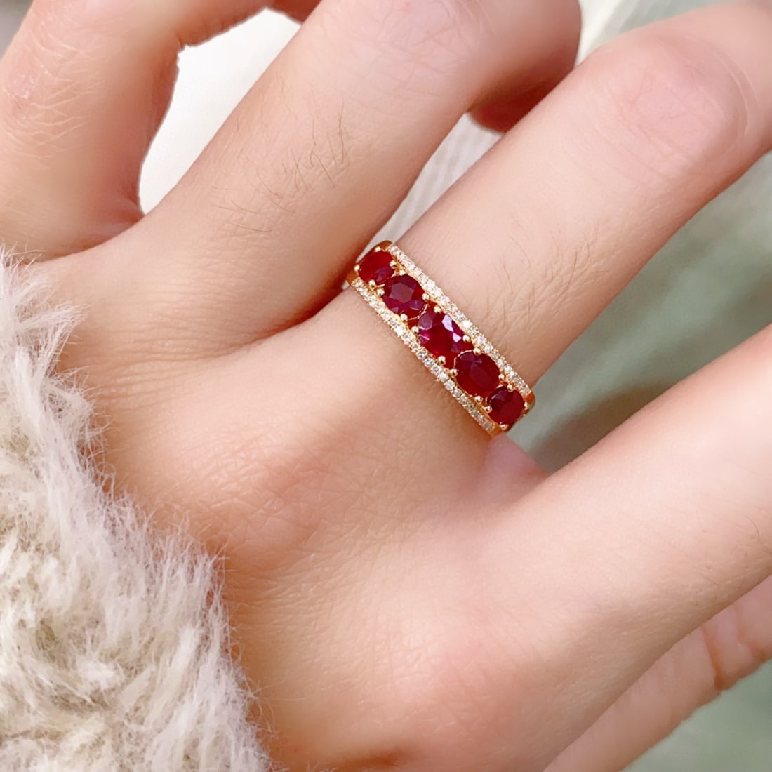 14k Gold 1 Ct Vivid Red Natural Ruby & Diamond Ring - 4
