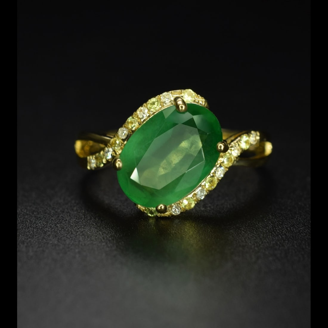 14k Gold 2.59 Ctw Natural Emerald & Diamond Ring - 5