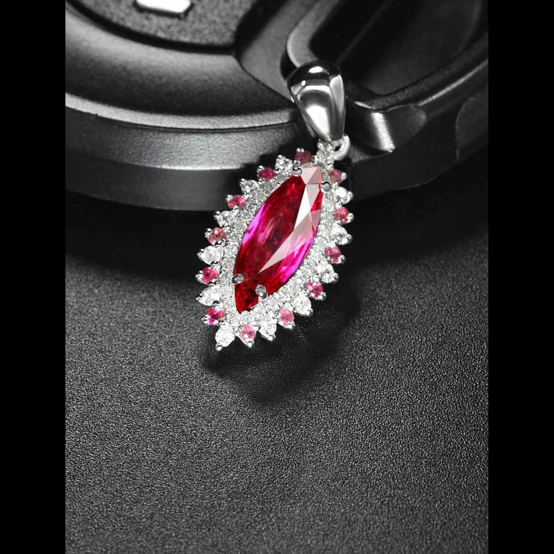 14k Gold 1.18 Ctw Natural Ruby & Diamond Pendant( Without Chain ) - 3