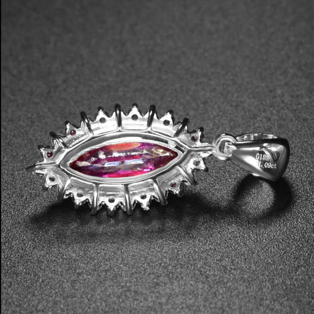 14k Gold 1.18 Ctw Natural Ruby & Diamond Pendant( Without Chain ) - 4