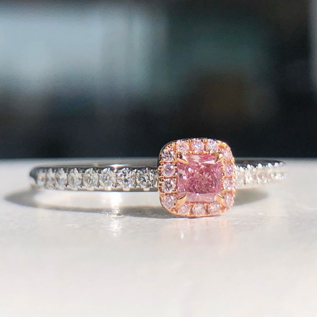 14k Gold 0.32 Ctw Natural Pink Diamond & Diamond Ring - 3