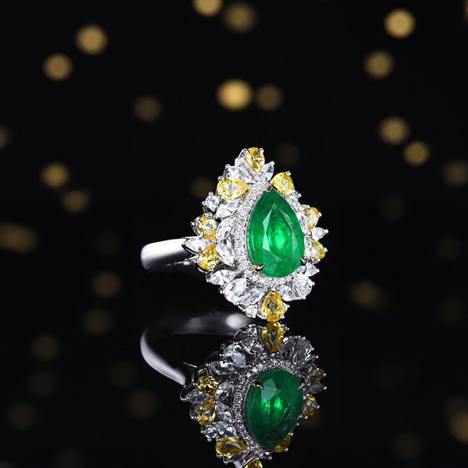 14k Gold 3.14 Ctw Vivid Green Natural Emerald & Diamond Ring/pendant( Without Chain ) - 3