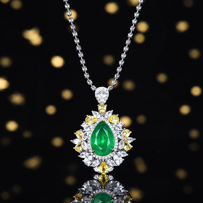 14k Gold 3.14 Ctw Vivid Green Natural Emerald & Diamond Ring/pendant( Without Chain ) - 4