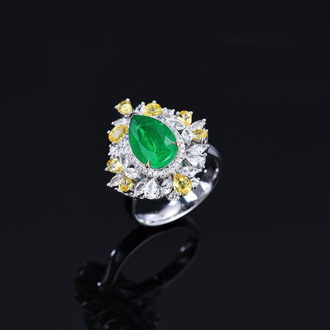 14k Gold 3.14 Ctw Vivid Green Natural Emerald & Diamond Ring/pendant( Without Chain ) - 6