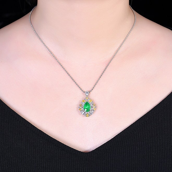 14k Gold 3.14 Ctw Vivid Green Natural Emerald & Diamond Ring/pendant( Without Chain ) - 8