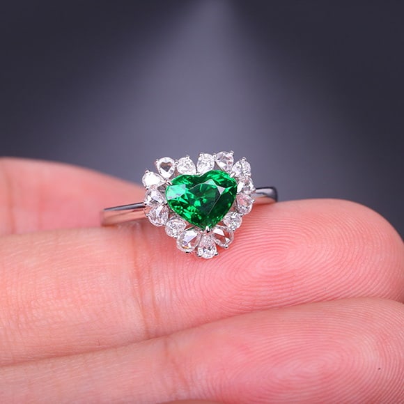 14k Gold 2.01 Ctw Natural Tsavorite & Diamond Ring - 5