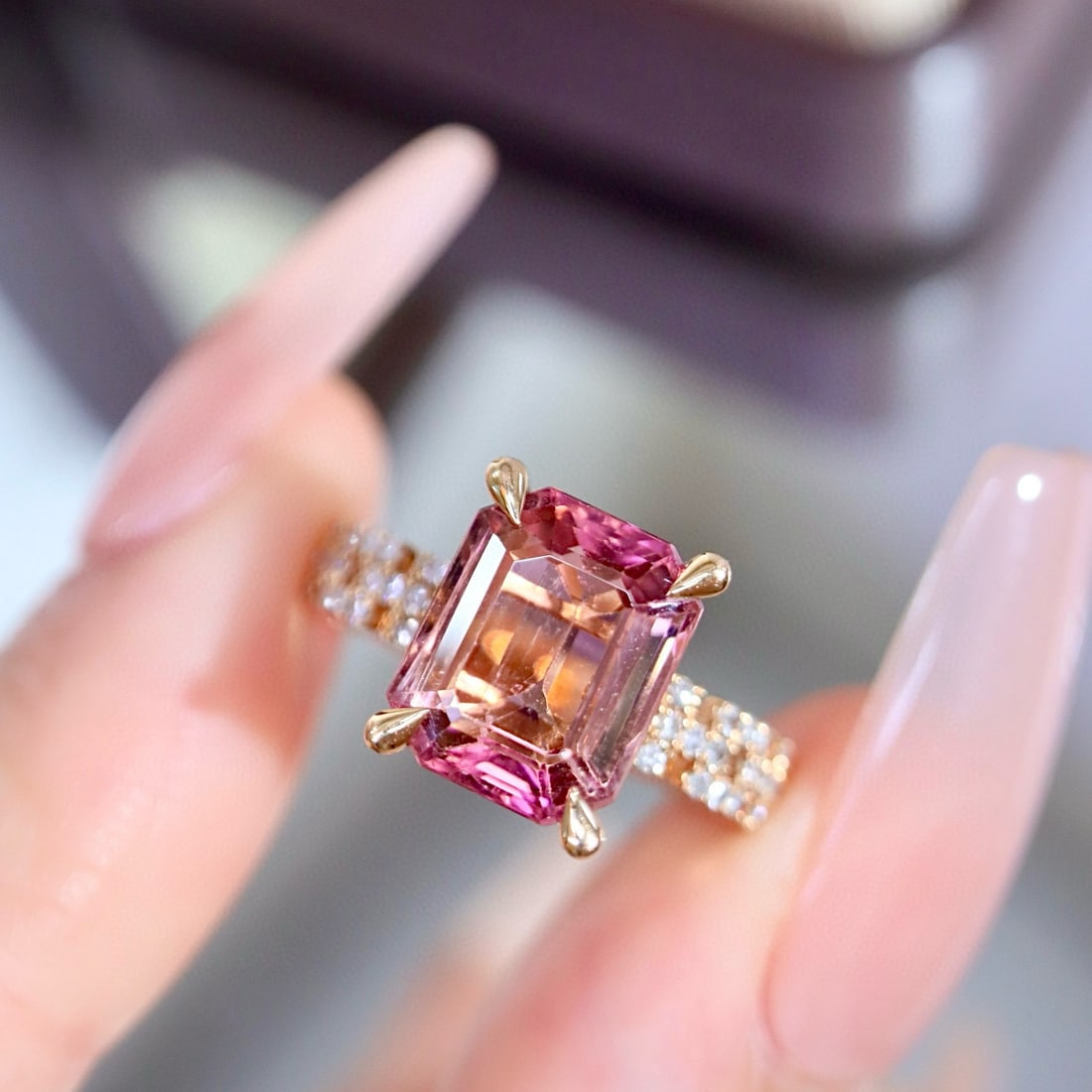 14k Gold 3.92 Ctw Natural Tourmaline & Diamond Ring - 6