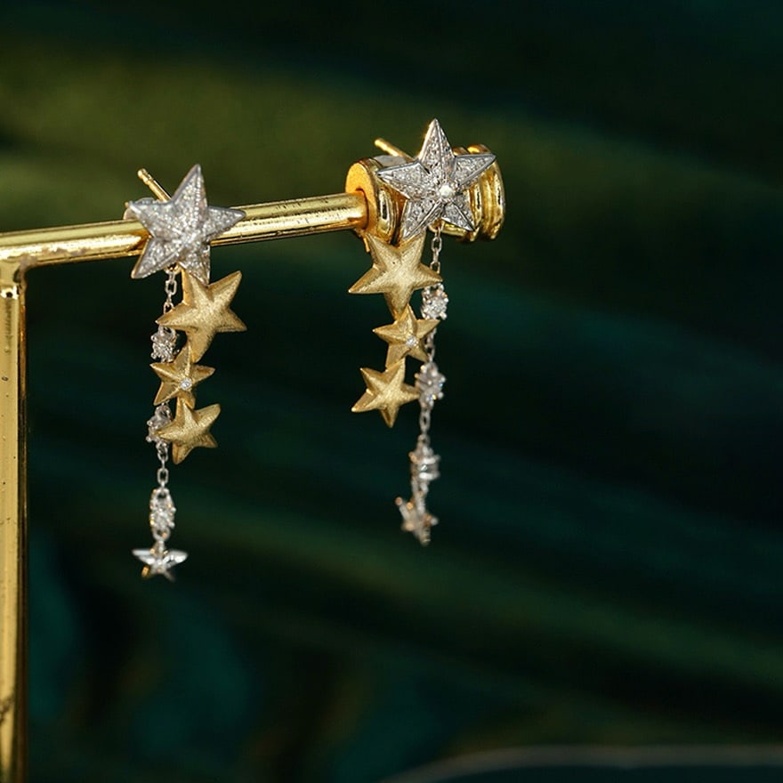 14k Gold 0.45 Ct Natural H Diamond Earrings - 2