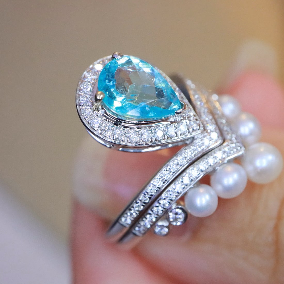 14k Gold 1.22 Ctw Natural Paraiba Tourmaline & Diamond Ring - 2