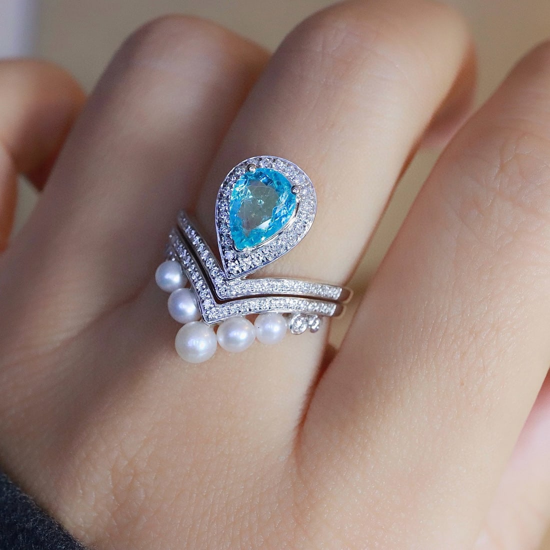 14k Gold 1.22 Ctw Natural Paraiba Tourmaline & Diamond Ring - 5