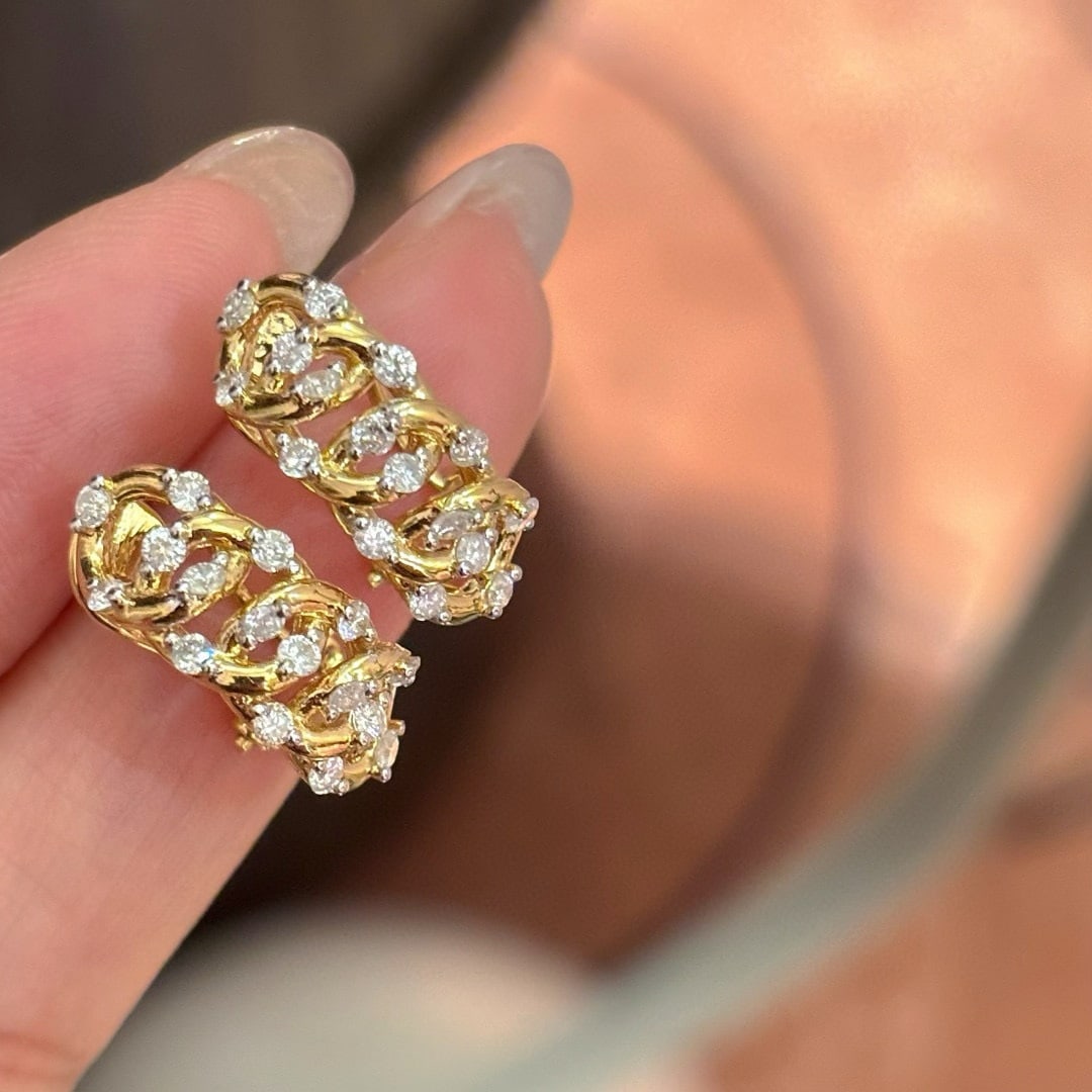 14k Gold 0.8 Ct Natural H Diamond Earrings - 2