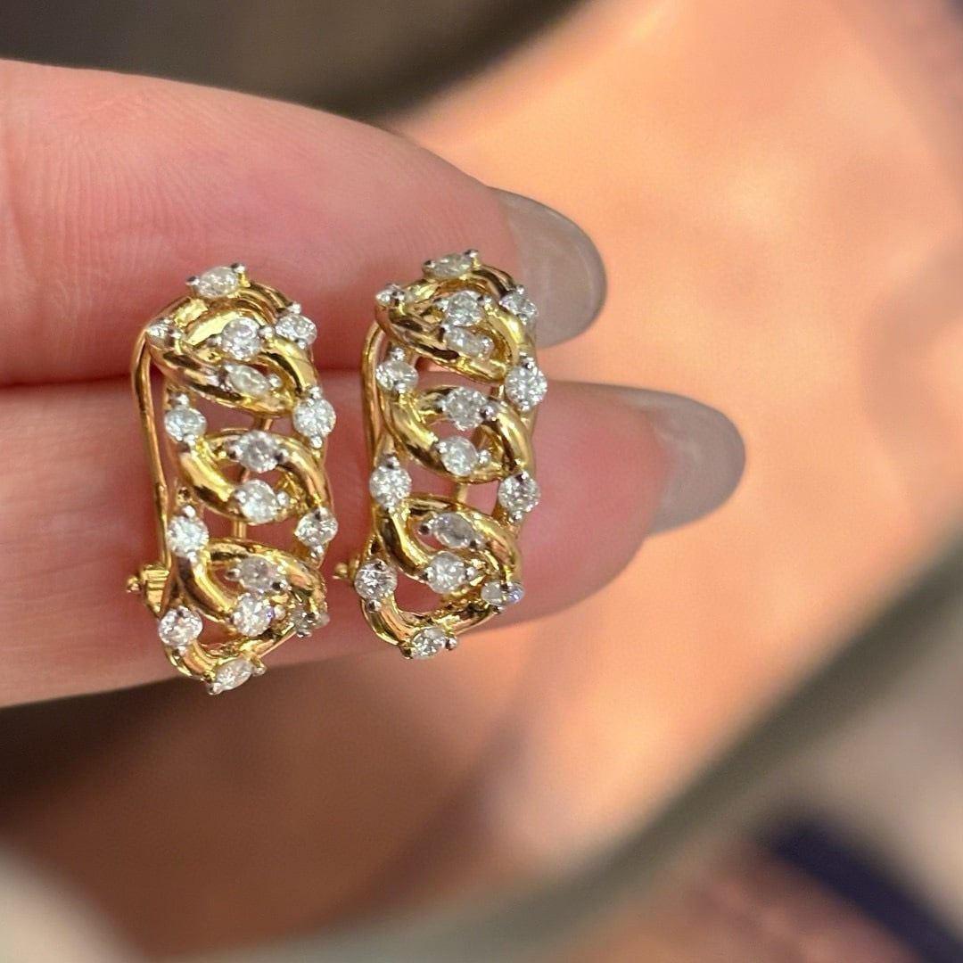 14k Gold 0.8 Ct Natural H Diamond Earrings - 3