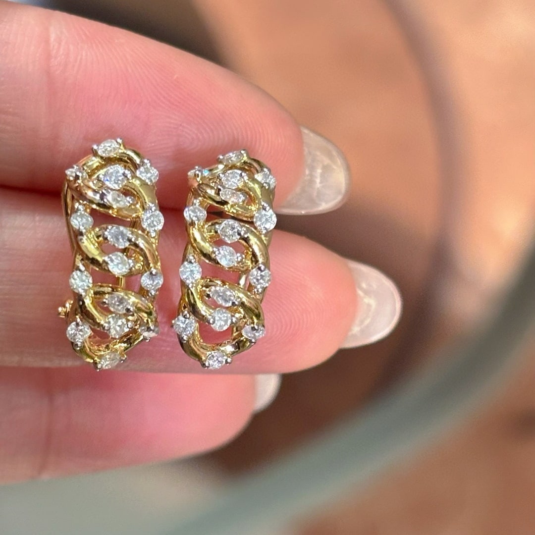 14k Gold 0.8 Ct Natural H Diamond Earrings - 4