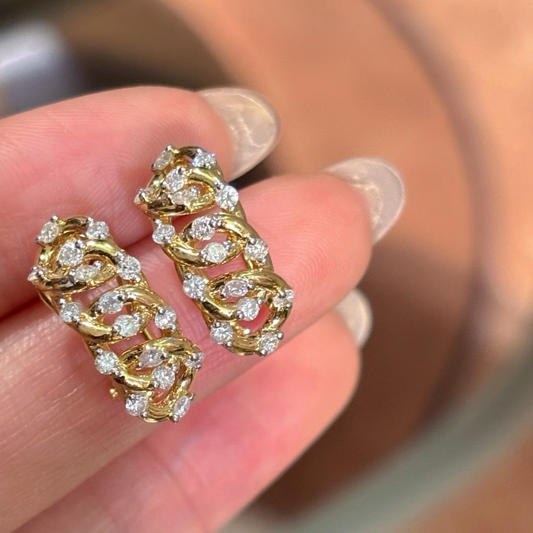 14k Gold 0.8 Ct Natural H Diamond Earrings - 5