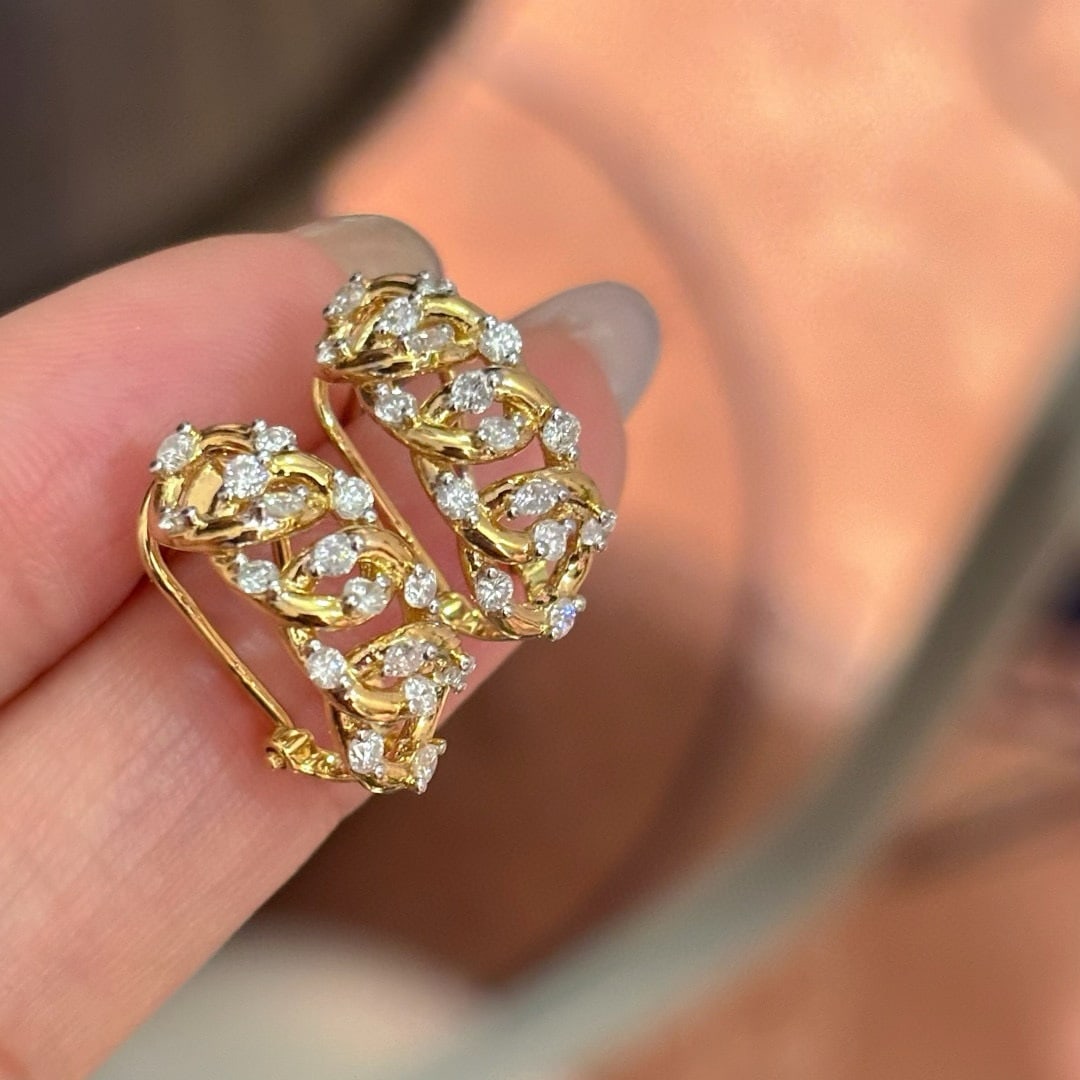 14k Gold 0.8 Ct Natural H Diamond Earrings - 6