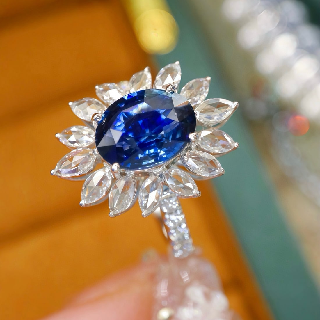 14k Gold 3.32 Ctw Natural Sapphire & Diamond Ring - 3