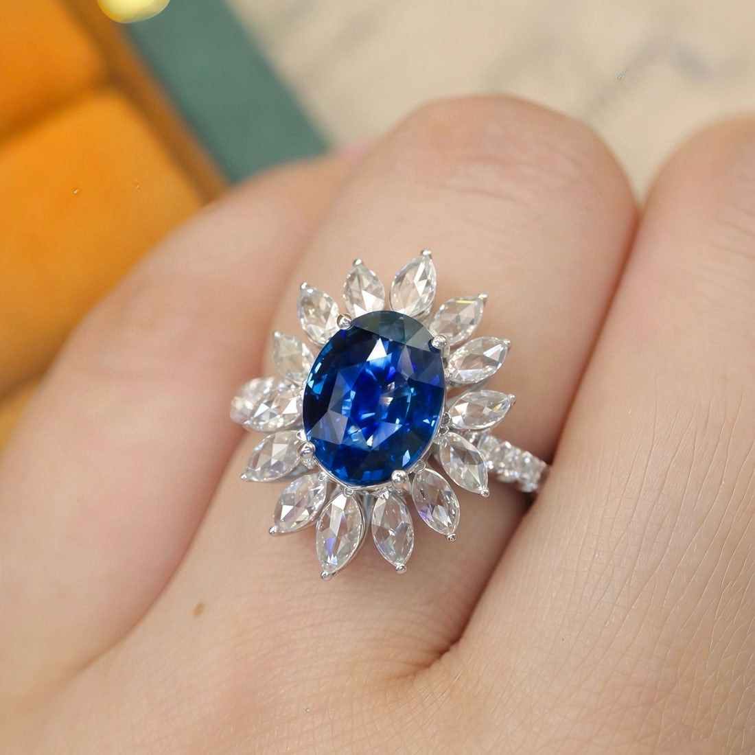 14k Gold 3.32 Ctw Natural Sapphire & Diamond Ring - 5