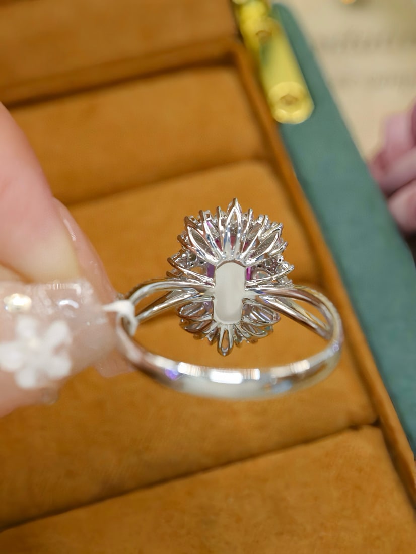 14k Gold 2.77 Ctw Natural Padparadscha Sapphire & Diamond Ring - 4