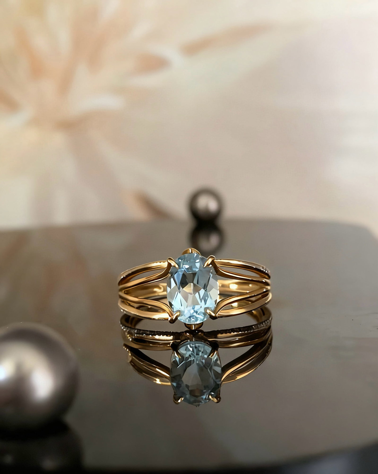 14k Gold 1.20 Ct Natural Aquamarine & Diamond Ring: Ref:231082209 // gold content:14k gold // ring size:7. 25us // // main gemstone:aquamarine // shape:oval // carat weight:1. 20ct // color:santa maria color // treatment:natural // // adjacent
