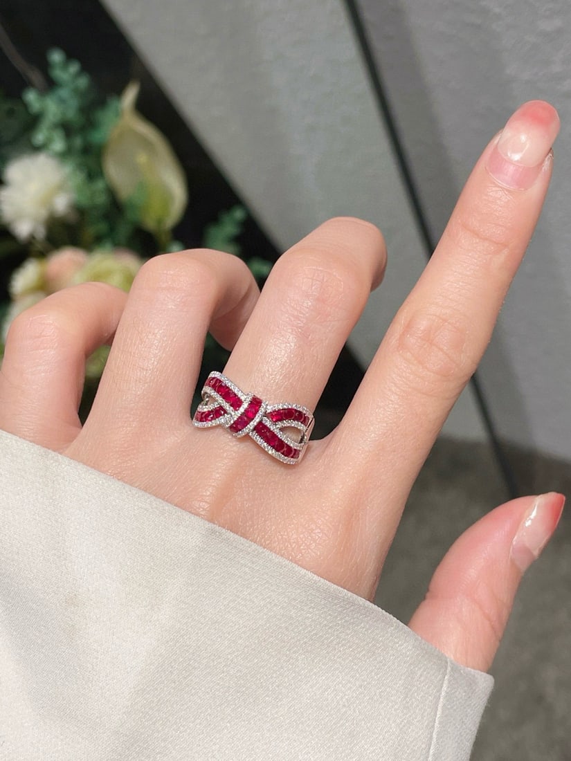 14k Gold 1.25 Ct Vivid Red Natural Ruby & Diamond Ring - 7