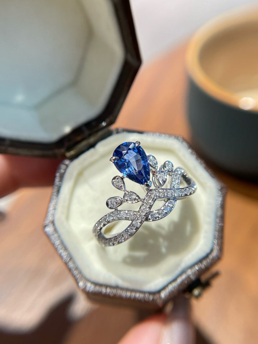14k Gold 1 Ct Natural Sapphire & Diamond Ring - 2
