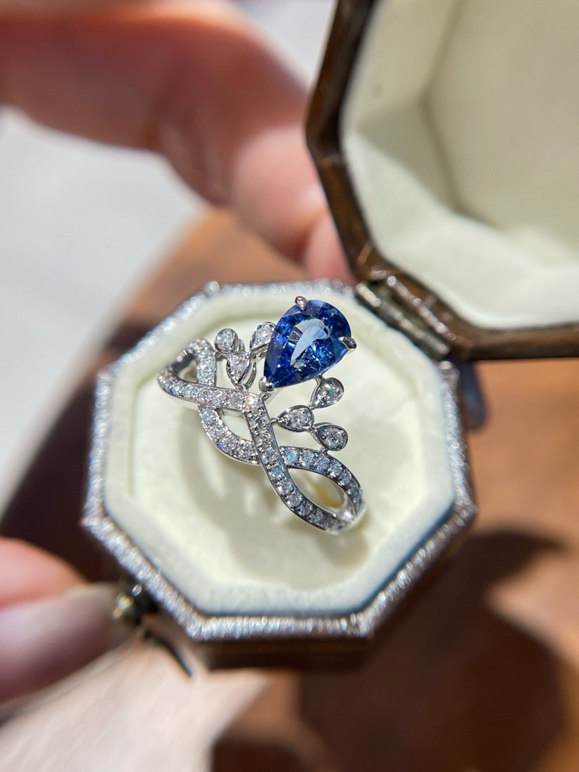 14k Gold 1 Ct Natural Sapphire & Diamond Ring - 3
