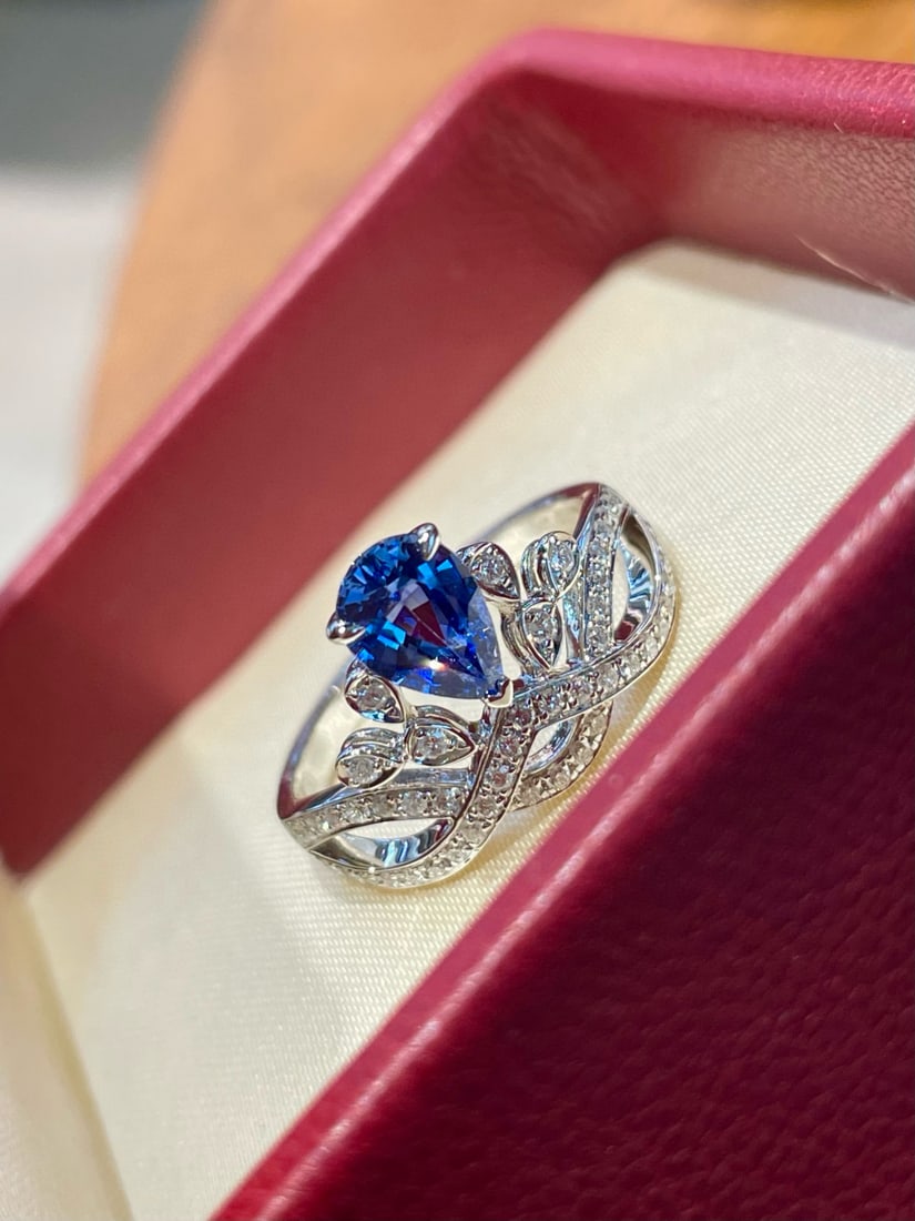 14k Gold 1 Ct Natural Sapphire & Diamond Ring - 7