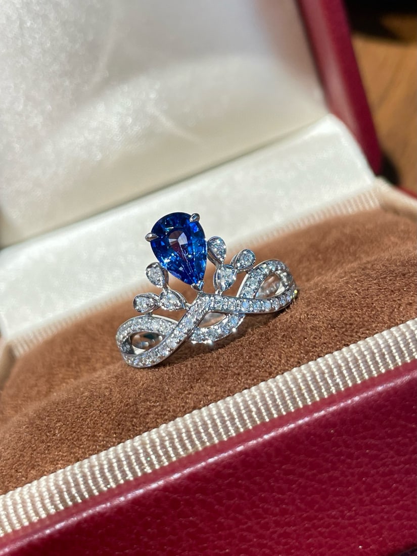 14k Gold 1 Ct Natural Sapphire & Diamond Ring - 8