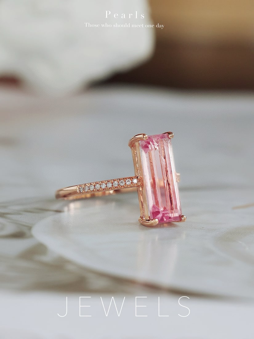 14k Gold 2.82 Ctw Natural Morganite & Diamond Ring - 2